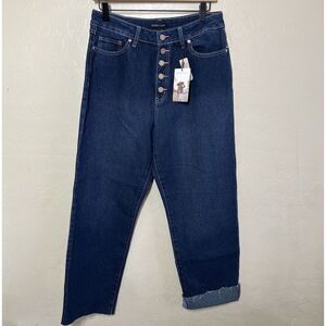 Sincerely Jules Womens Jeans Size 9 29 Blue‎ Dark Wash High Rise Button Fly NEW
